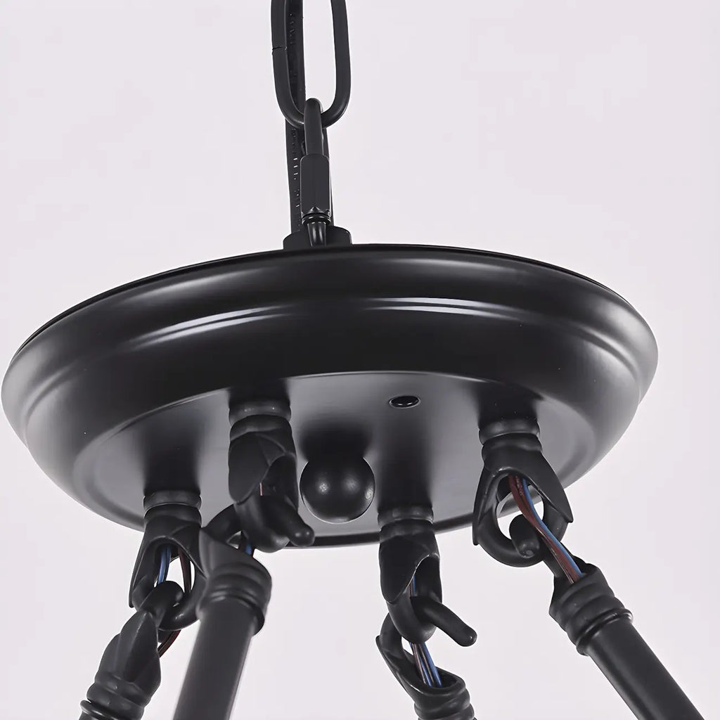 Rustic Crystal Glass Shade Hoop Chandelier with Adjustable Chain