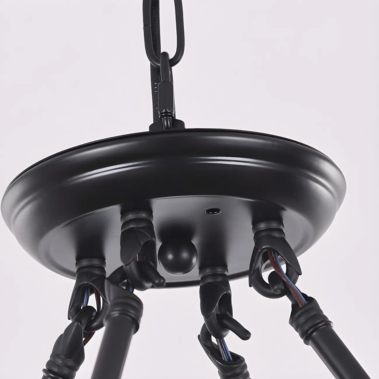 Rustic Crystal Glass Shade Hoop Chandelier with Adjustable Chain