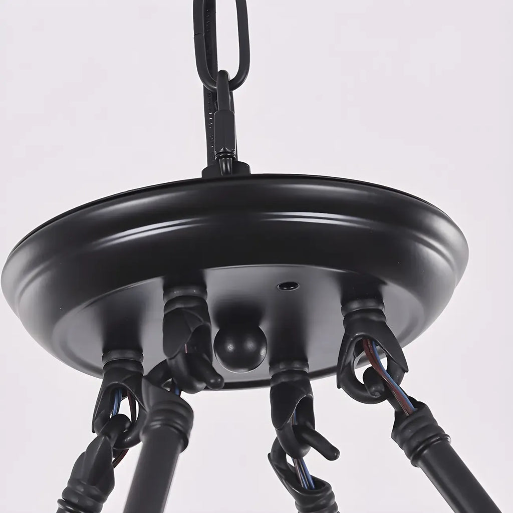 Rustic Crystal Glass Shade Hoop Chandelier with Adjustable Chain