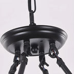 Rustic Crystal Glass Shade Hoop Chandelier with Adjustable Chain