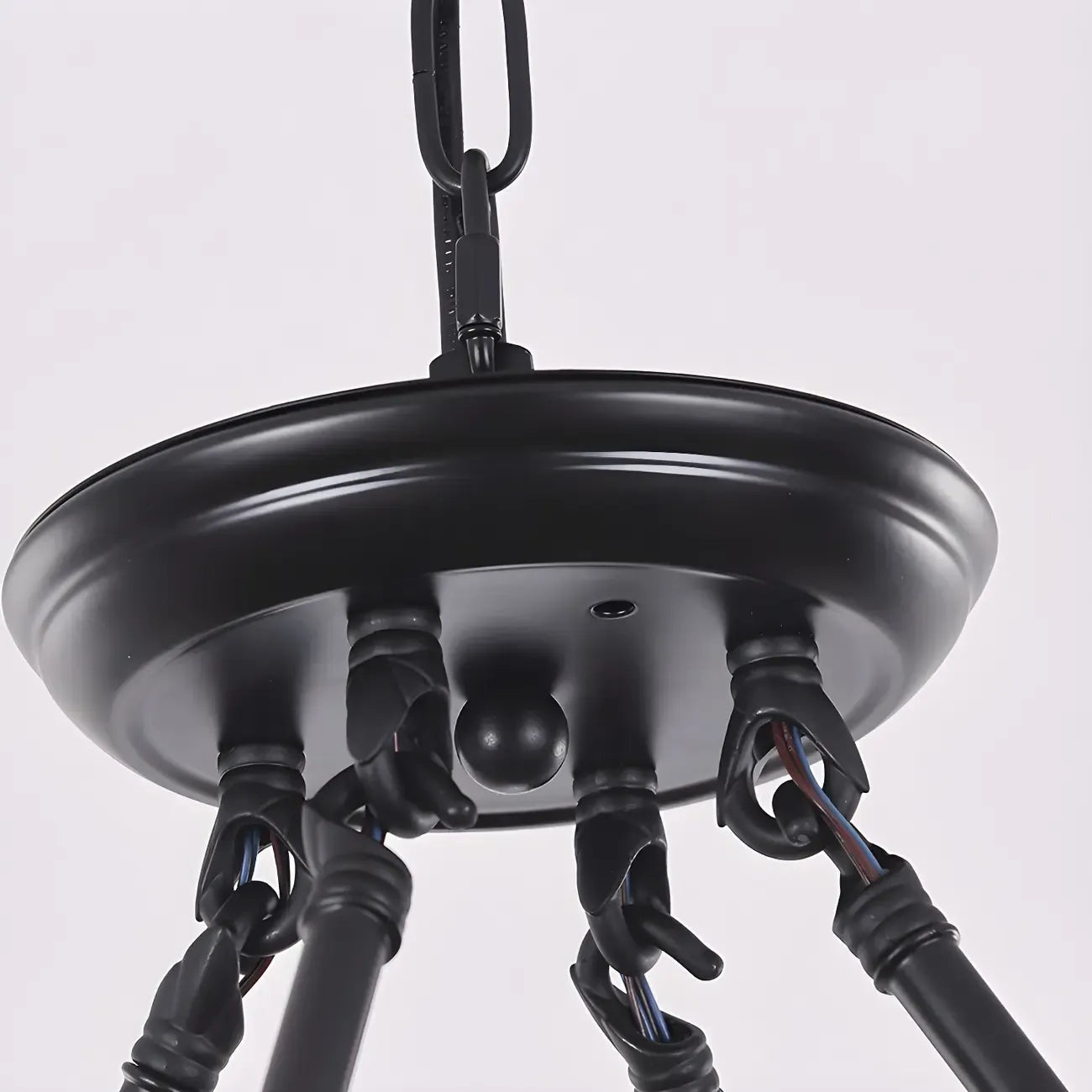 Rustic Crystal Glass Shade Hoop Chandelier with Adjustable Chain