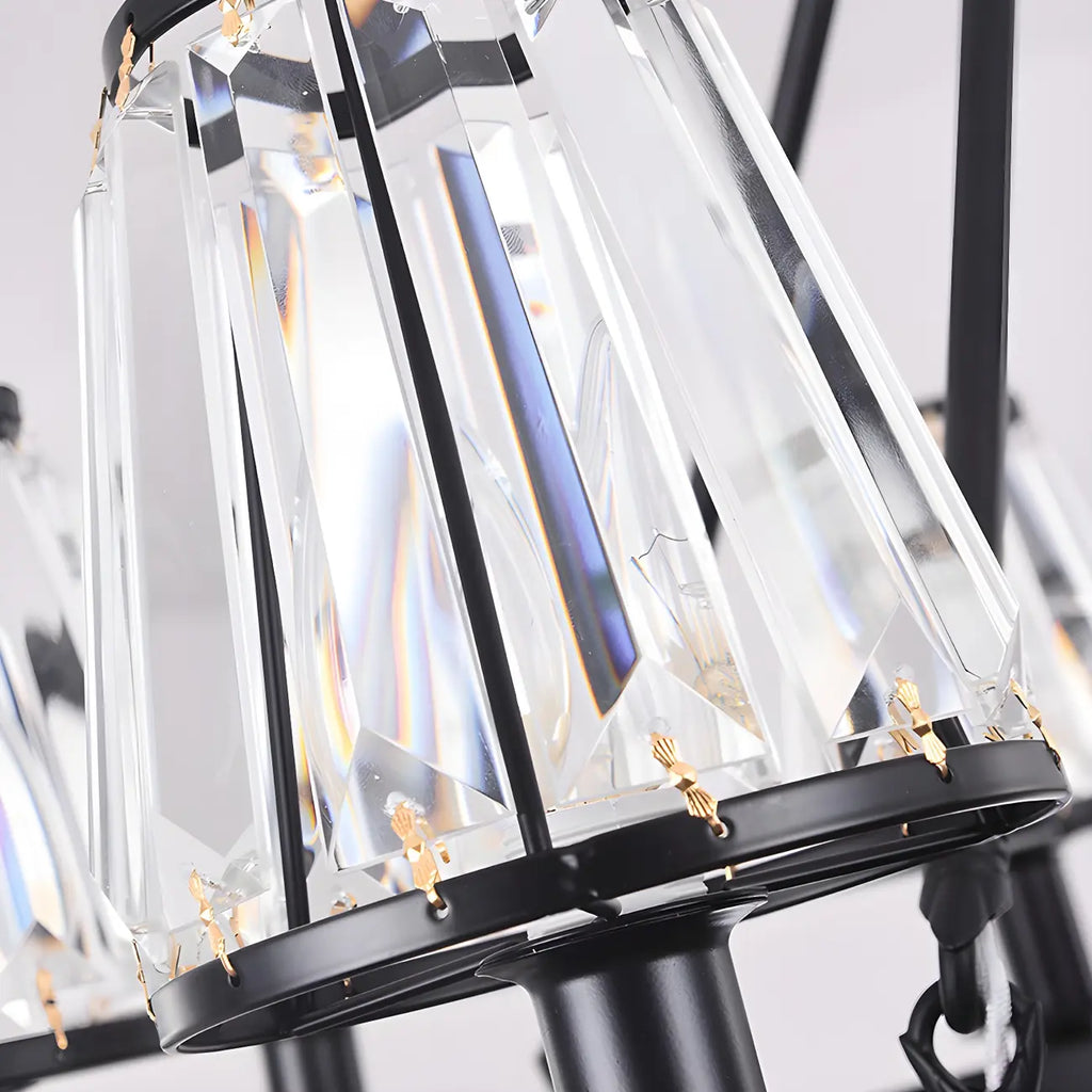 Rustic Crystal Glass Shade Hoop Chandelier with Adjustable Chain