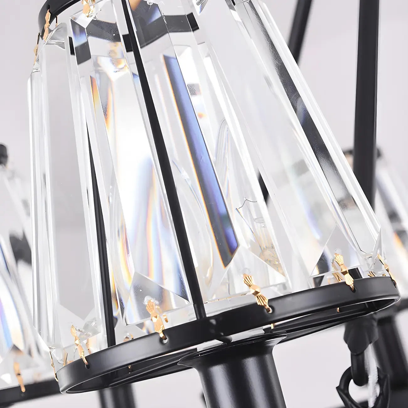 Rustic Crystal Glass Shade Hoop Chandelier with Adjustable Chain