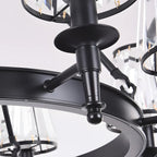 Rustic Crystal Glass Shade Hoop Chandelier with Adjustable Chain