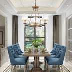 Rustic Crystal Glass Shade Hoop Chandelier with Adjustable Chain