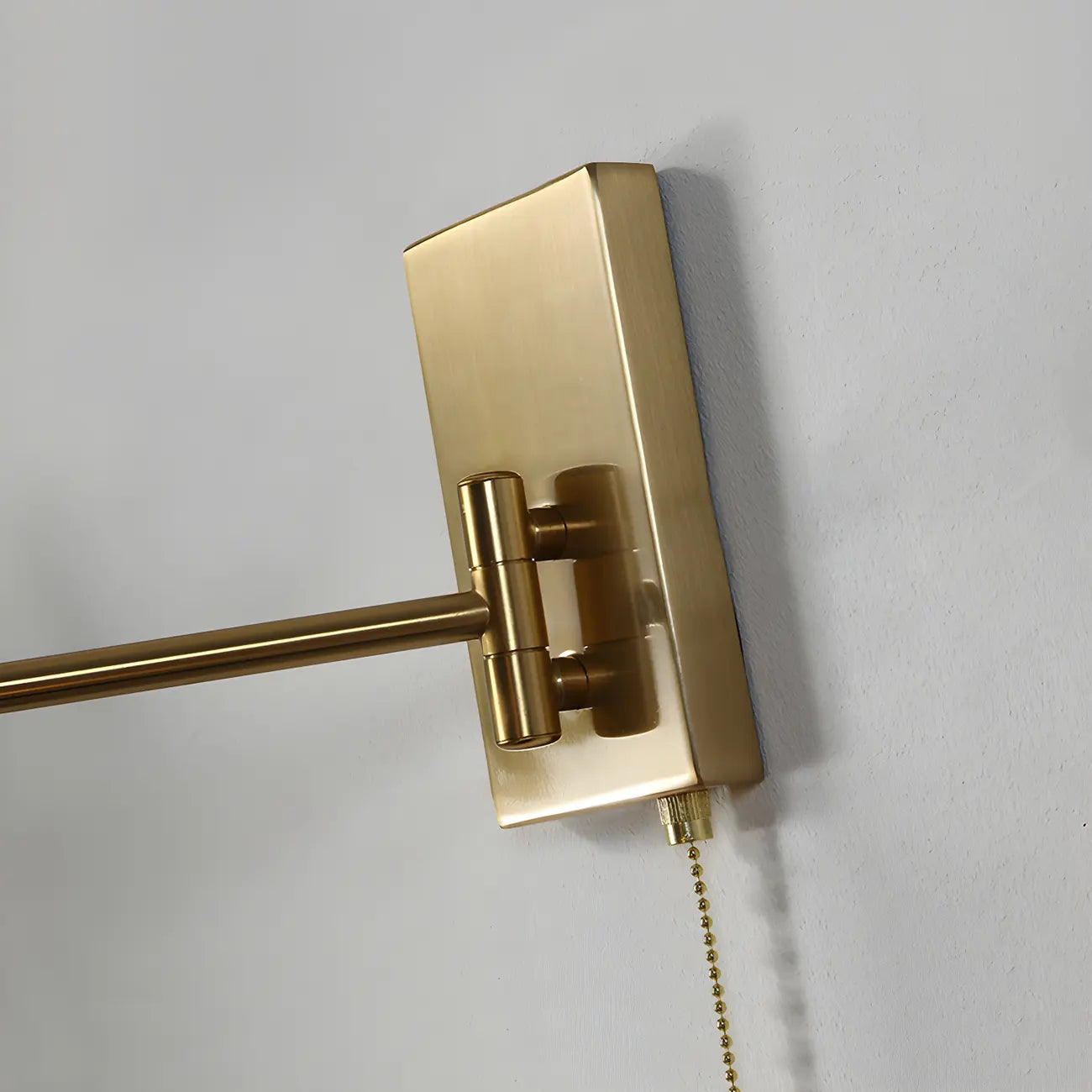 Brown Wood Shade Brass Metal Swing Arm Wall Light
