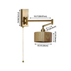 Brown Wood Shade Brass Metal Swing Arm Wall Light