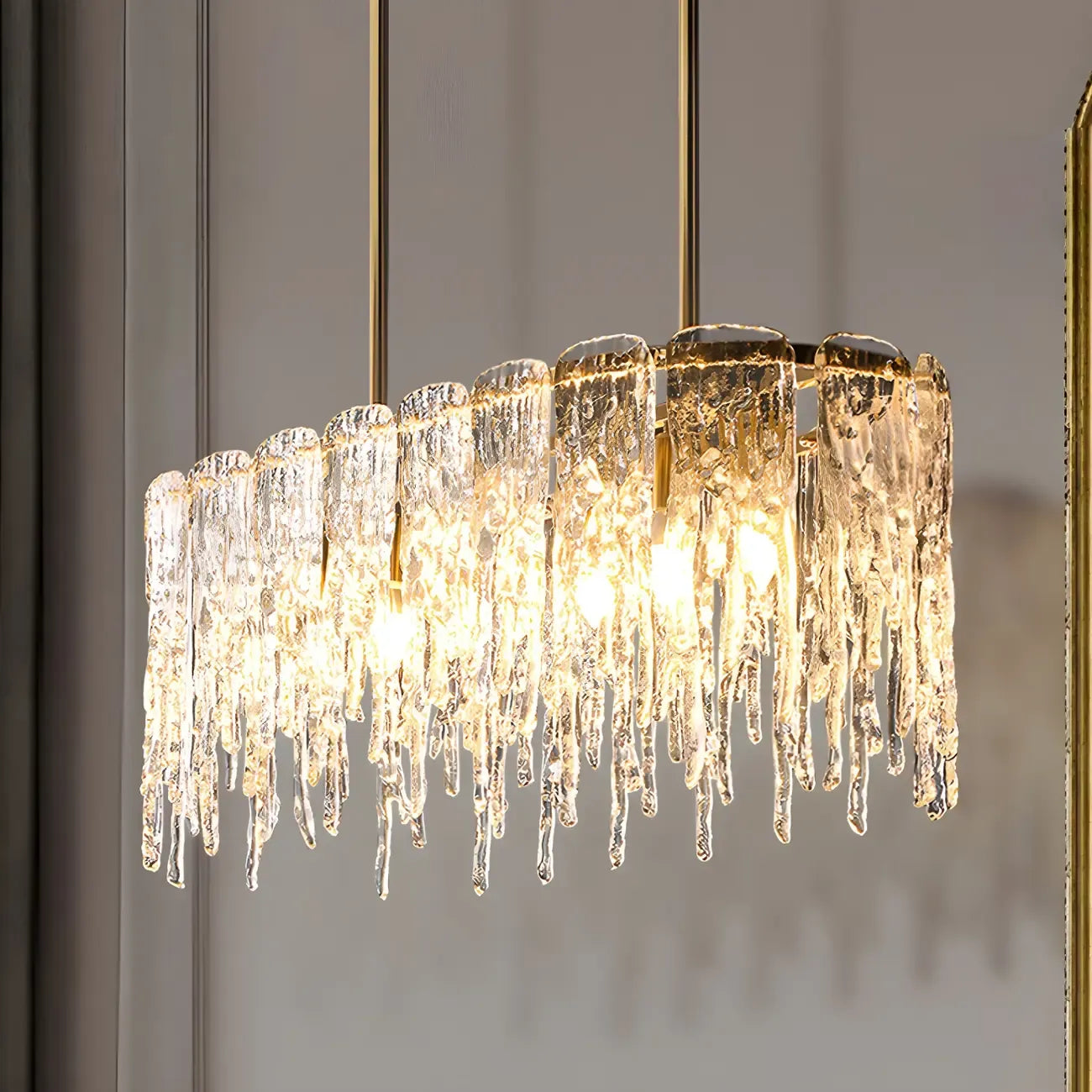 Modern Icicle Glass Chandelier for Dining Area