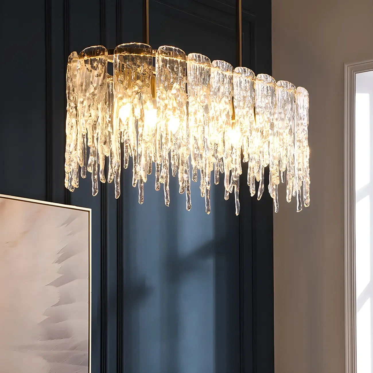 Modern Icicle Glass Chandelier for Dining Area