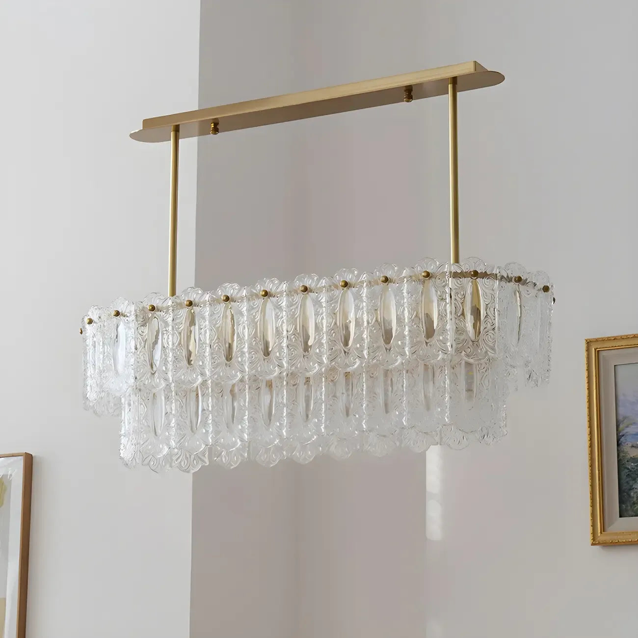 Modern Brass Glass Island Pendant Light Fixture