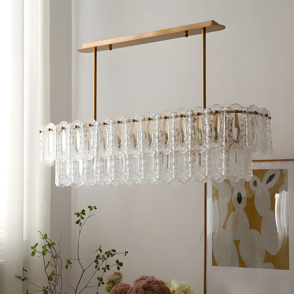 Modern Brass Glass Island Pendant Light Fixture