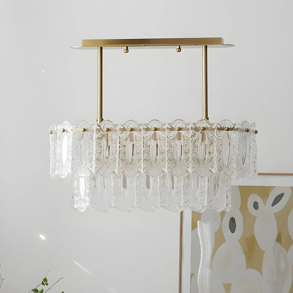 Modern Brass Glass Island Pendant Light Fixture