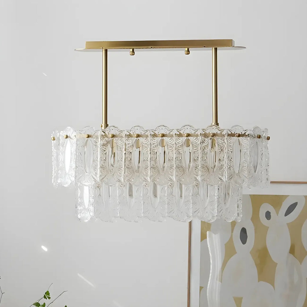 Modern Brass Glass Island Pendant Light Fixture