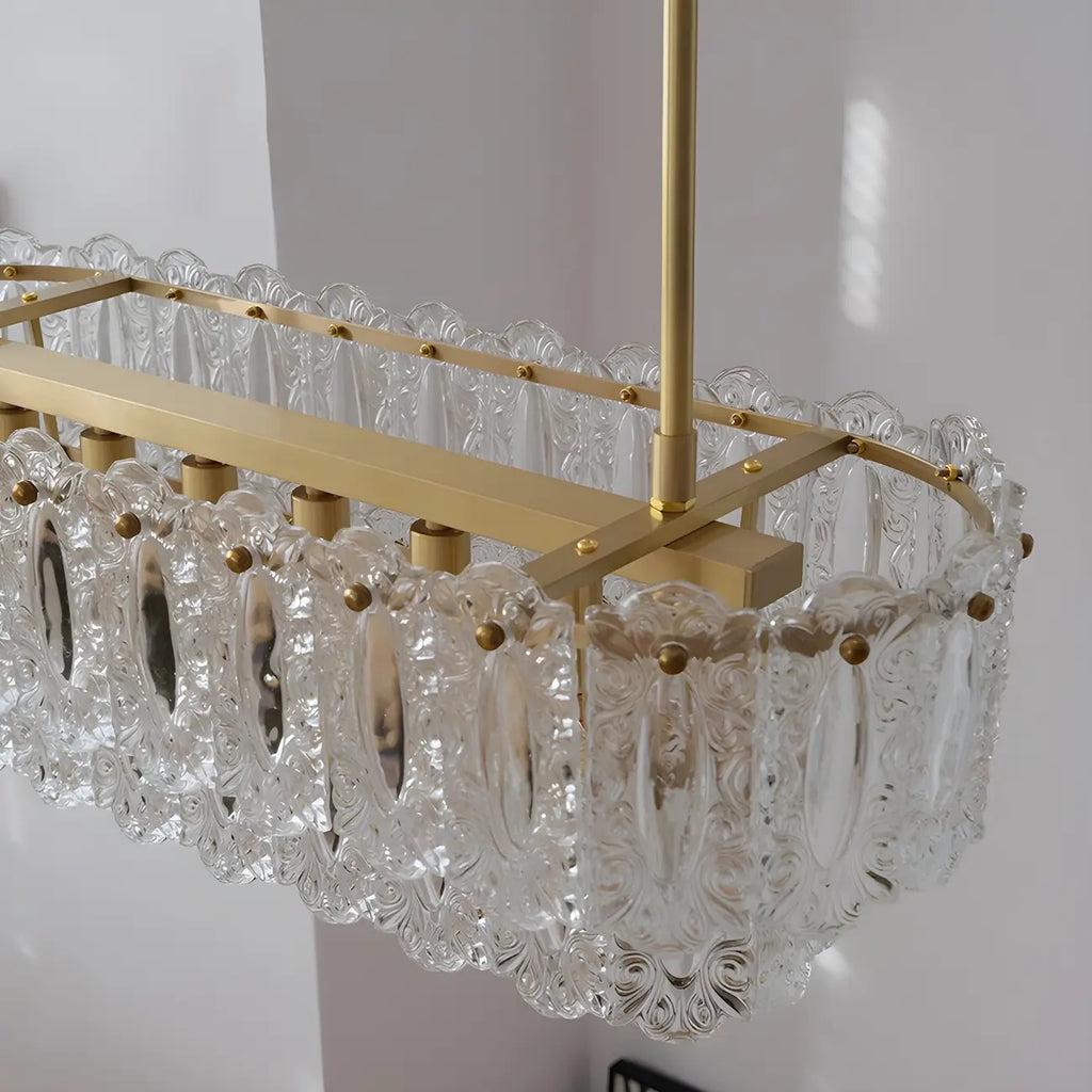 Modern Brass Glass Island Pendant Light Fixture