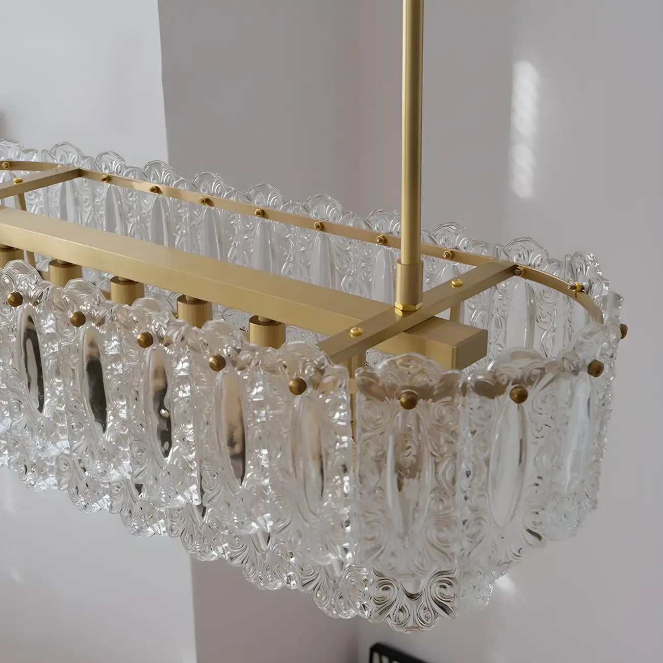 Modern Brass Glass Island Pendant Light Fixture
