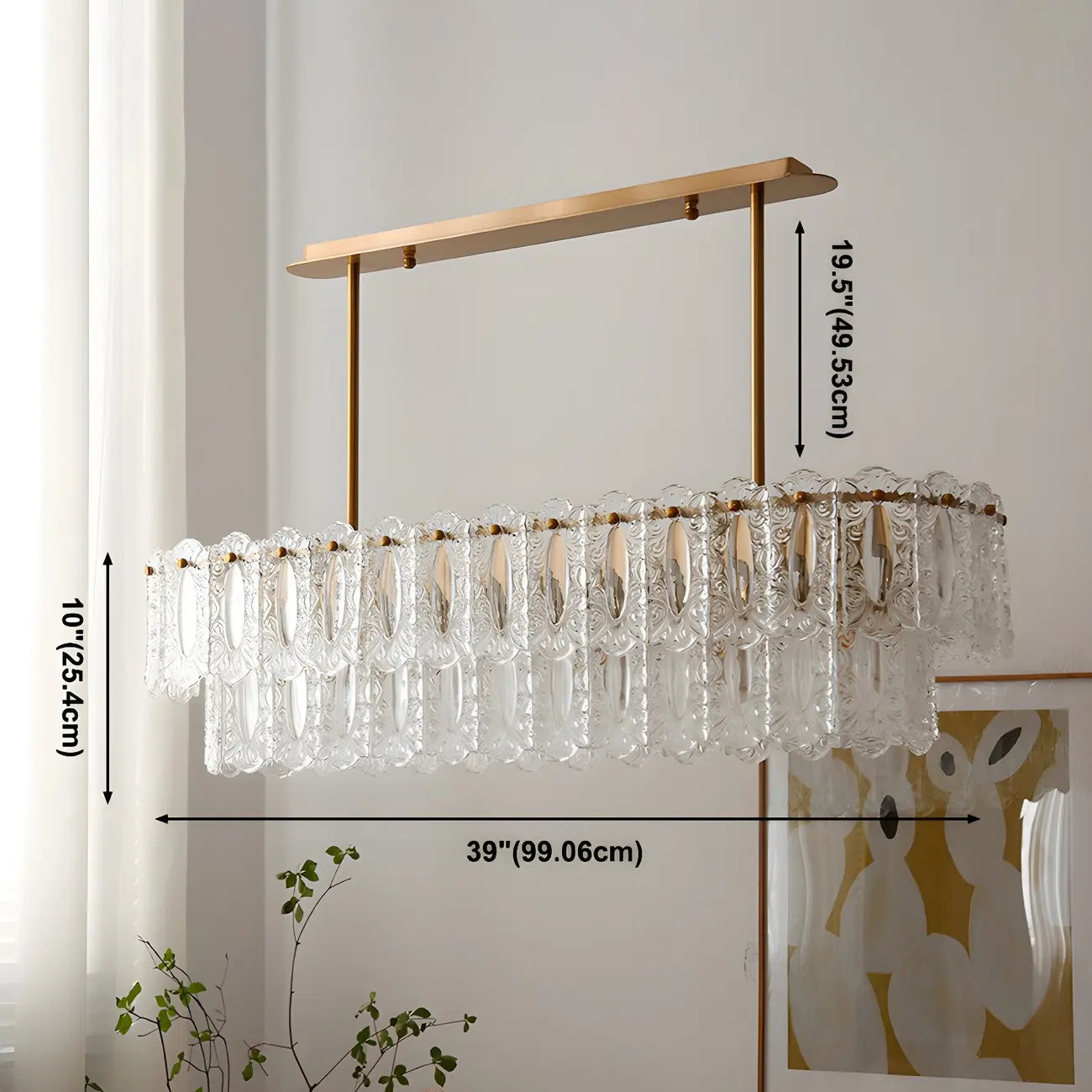 Modern Brass Glass Island Pendant Light Fixture