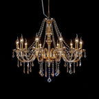 Mid-Century Crystal Candlestick Adjustable Chandelier