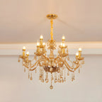 Mid-Century Crystal Candlestick Adjustable Chandelier