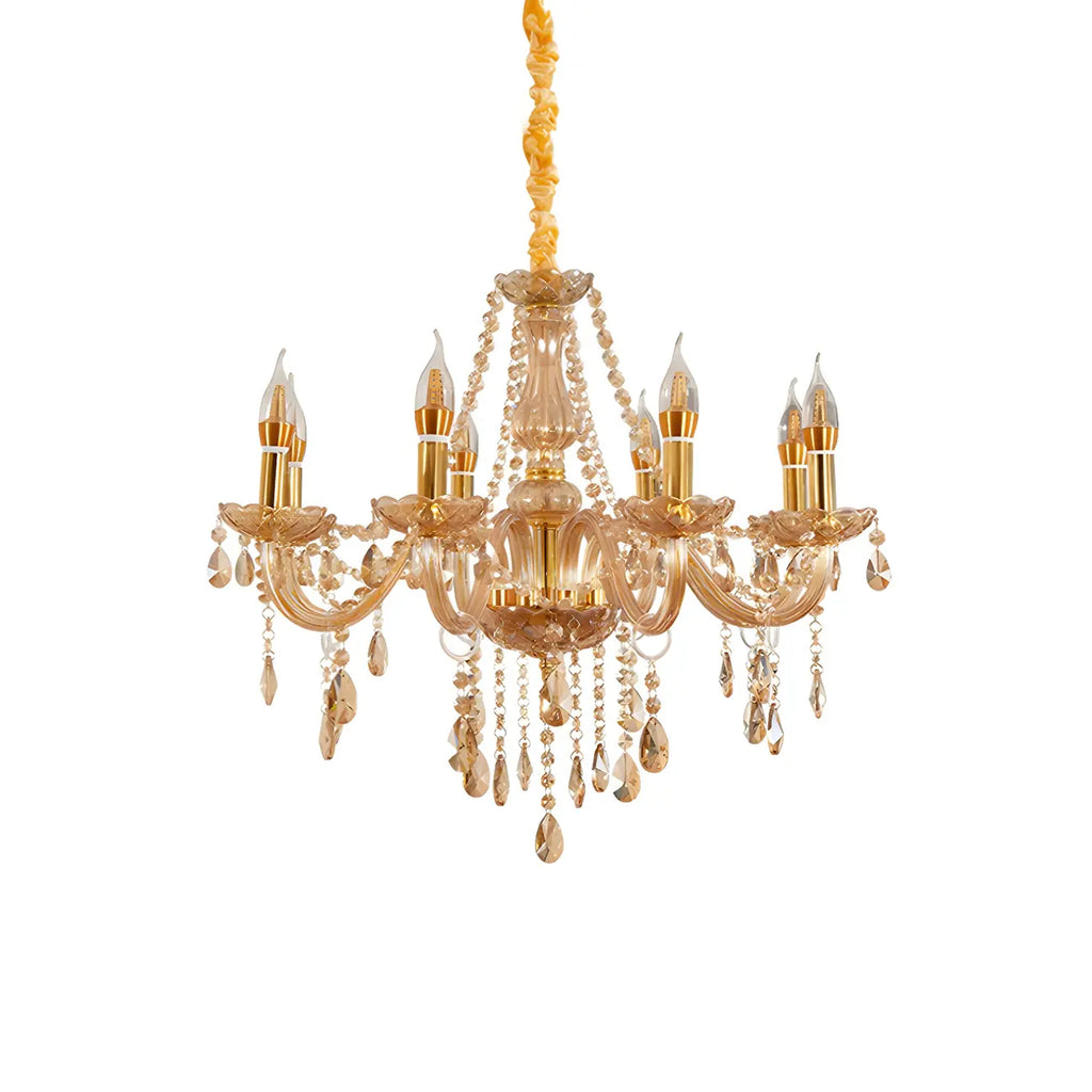 Mid-Century Crystal Candlestick Adjustable Chandelier