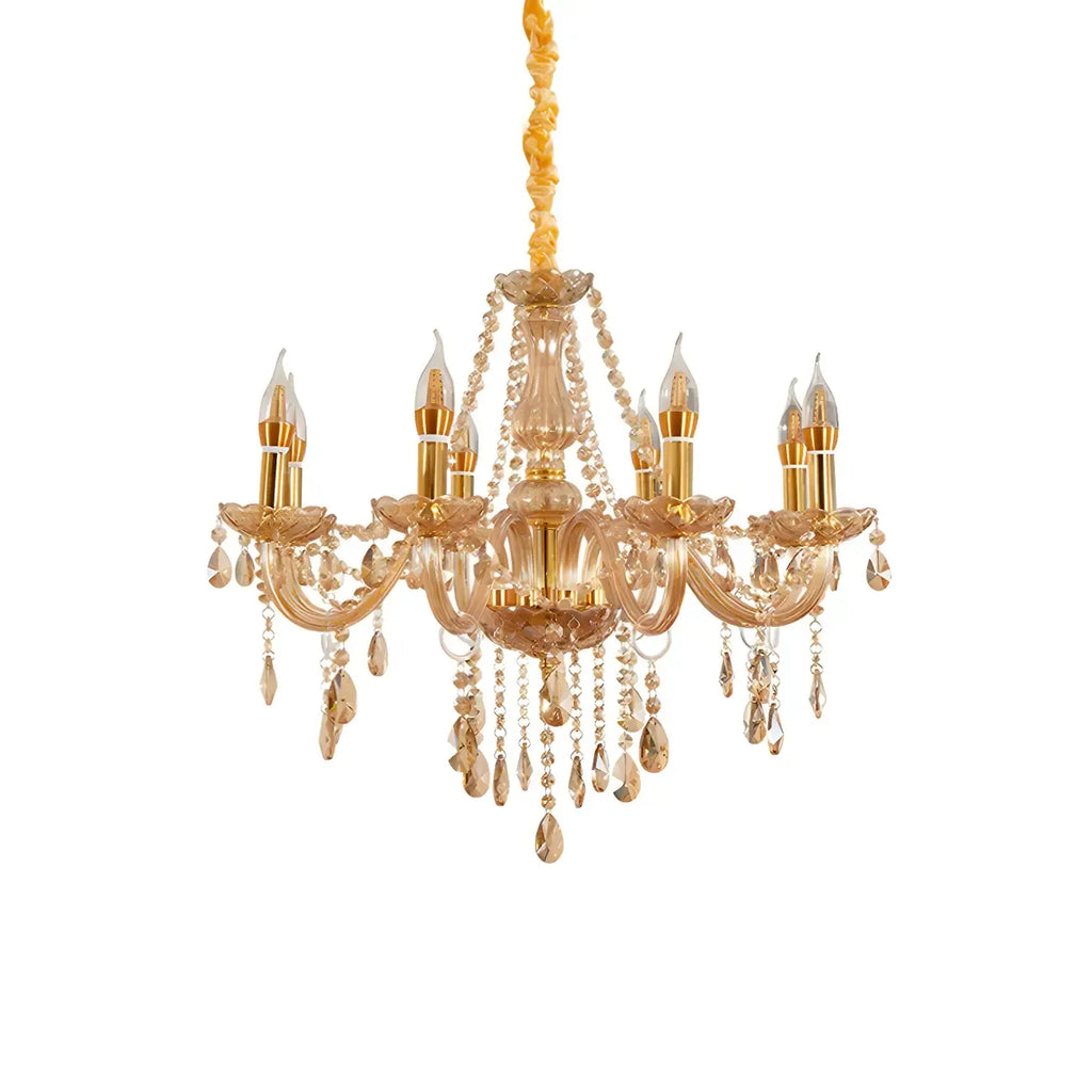 Mid-Century Crystal Candlestick Adjustable Chandelier