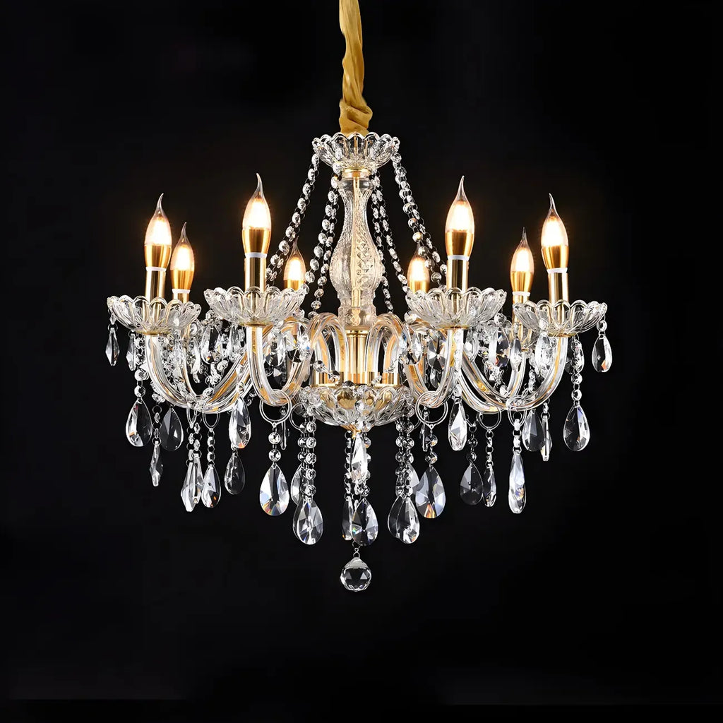 Mid-Century Crystal Candlestick Adjustable Chandelier