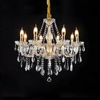 Mid-Century Crystal Candlestick Adjustable Chandelier