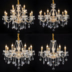 Mid-Century Crystal Candlestick Adjustable Chandelier