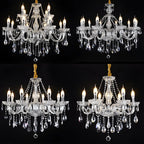 Mid-Century Crystal Candlestick Adjustable Chandelier