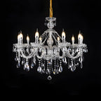 Mid-Century Crystal Candlestick Adjustable Chandelier