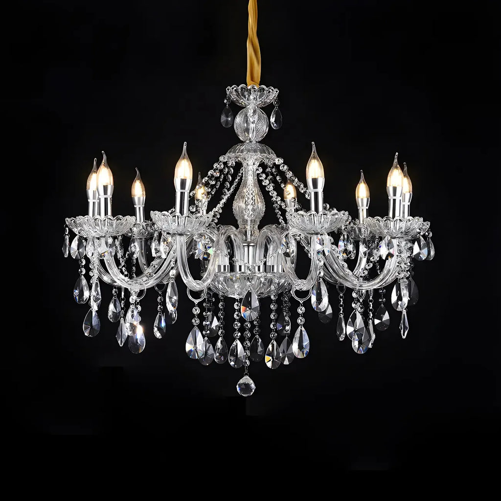 Mid-Century Crystal Candlestick Adjustable Chandelier