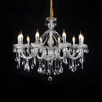 Mid-Century Crystal Candlestick Adjustable Chandelier