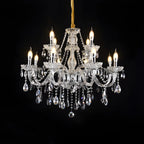 Mid-Century Crystal Candlestick Adjustable Chandelier