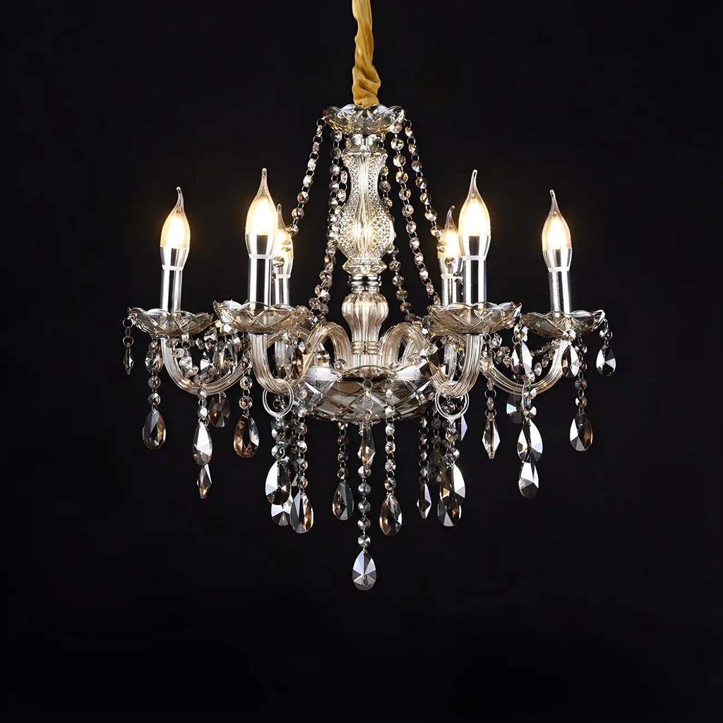 Mid-Century Crystal Candlestick Adjustable Chandelier