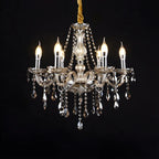 Mid-Century Crystal Candlestick Adjustable Chandelier