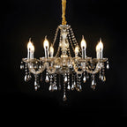 Mid-Century Crystal Candlestick Adjustable Chandelier