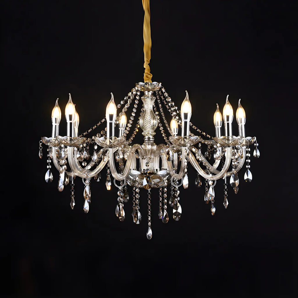 Mid-Century Crystal Candlestick Adjustable Chandelier