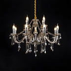 Mid-Century Crystal Candlestick Adjustable Chandelier