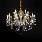 Mid-Century Crystal Candlestick Adjustable Chandelier