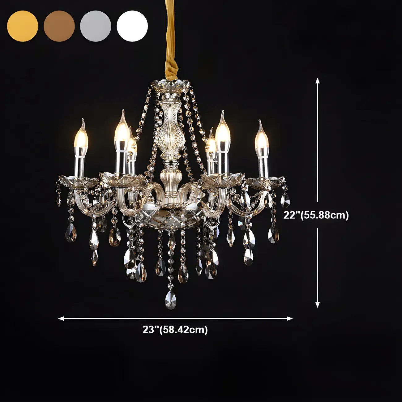 Mid-Century Crystal Candlestick Adjustable Chandelier