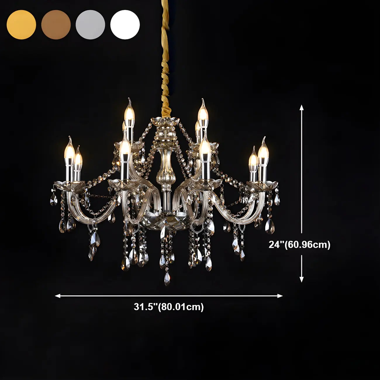 Mid-Century Crystal Candlestick Adjustable Chandelier