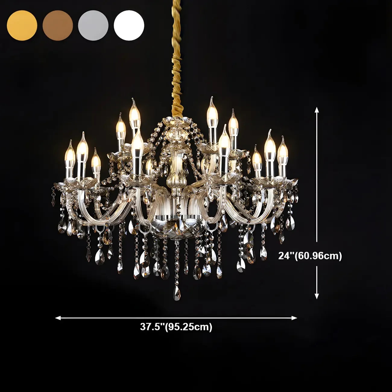 Mid-Century Crystal Candlestick Adjustable Chandelier
