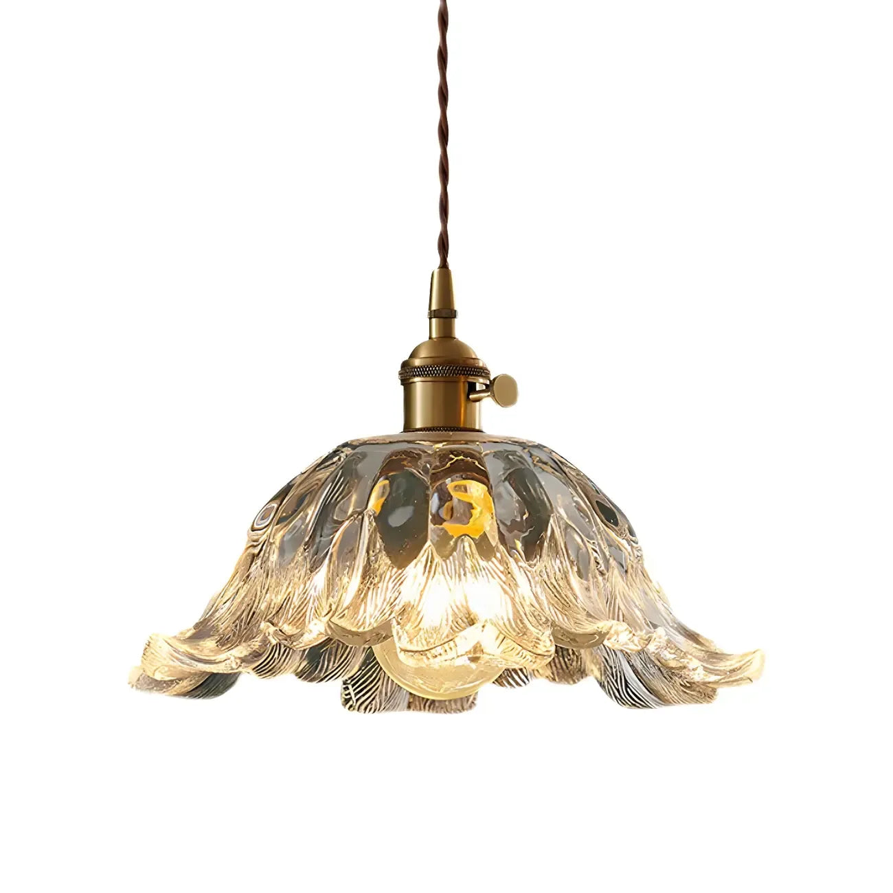 Art Deco Vintage Flower Glass Brass Hanging Pendant Light