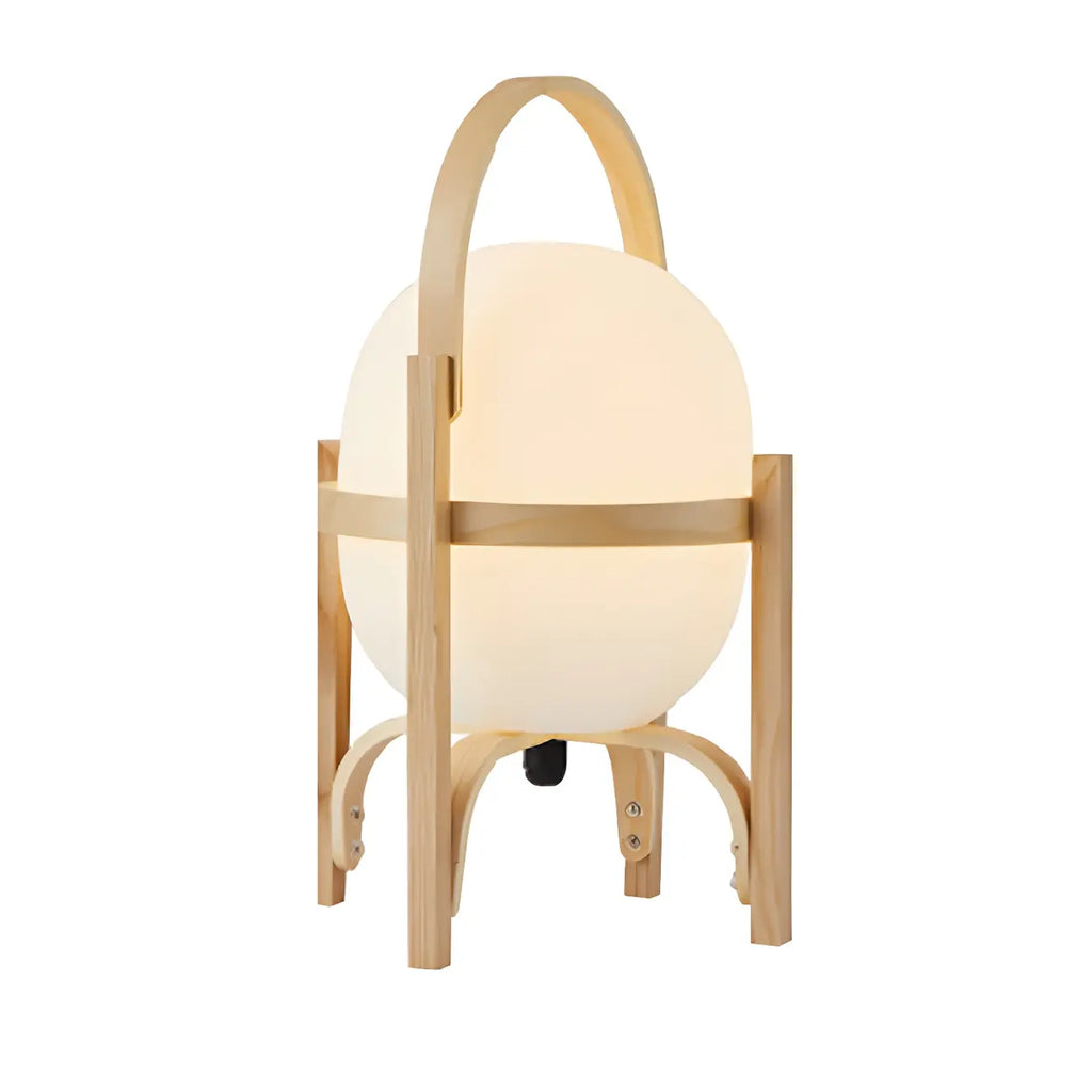 Geometric Plug In Wood Frame LED Table Lamp for Bedroom