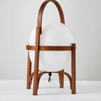 Geometric Plug In Wood Frame LED Table Lamp for Bedroom