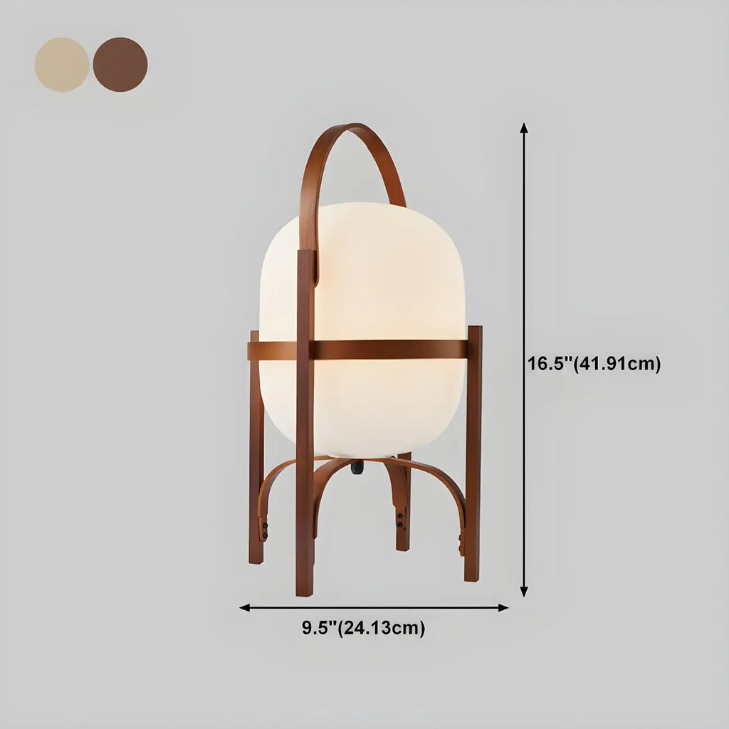 Geometric Plug In Wood Frame LED Table Lamp for Bedroom