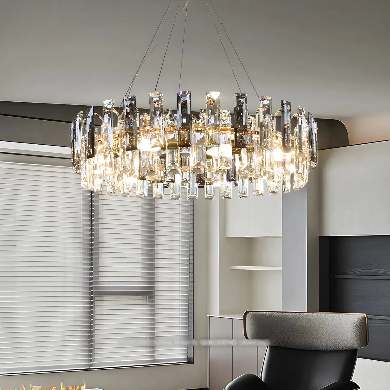 Modern Crystal Geometric Chandelier for Living Room