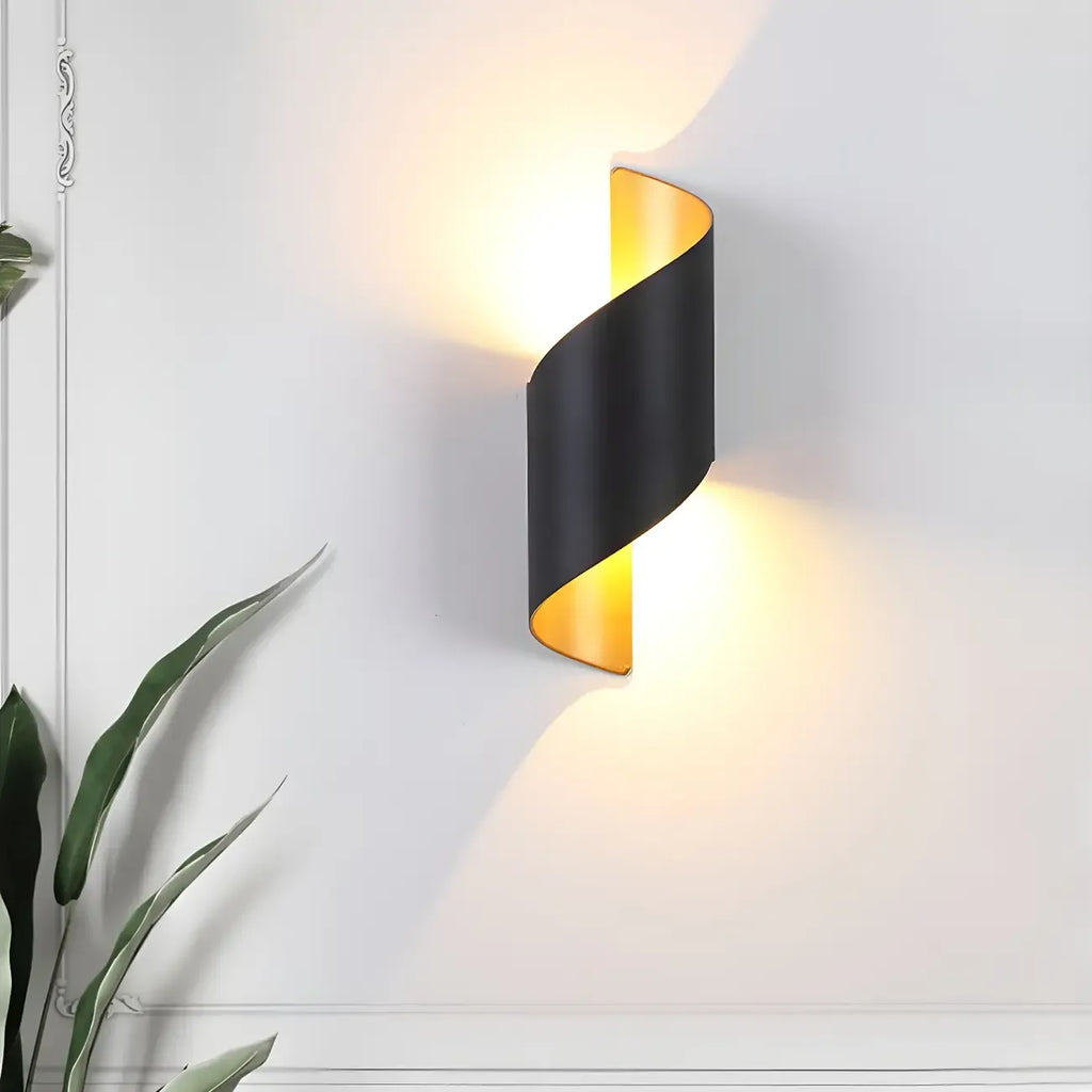 Modern Black Aluminum Outdoor LED Up Down Wall Light