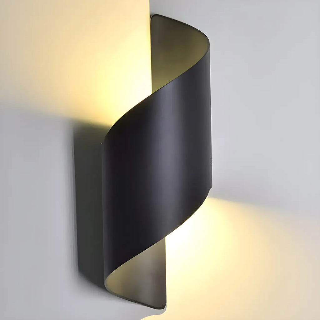 Modern Black Aluminum Outdoor LED Up Down Wall Light