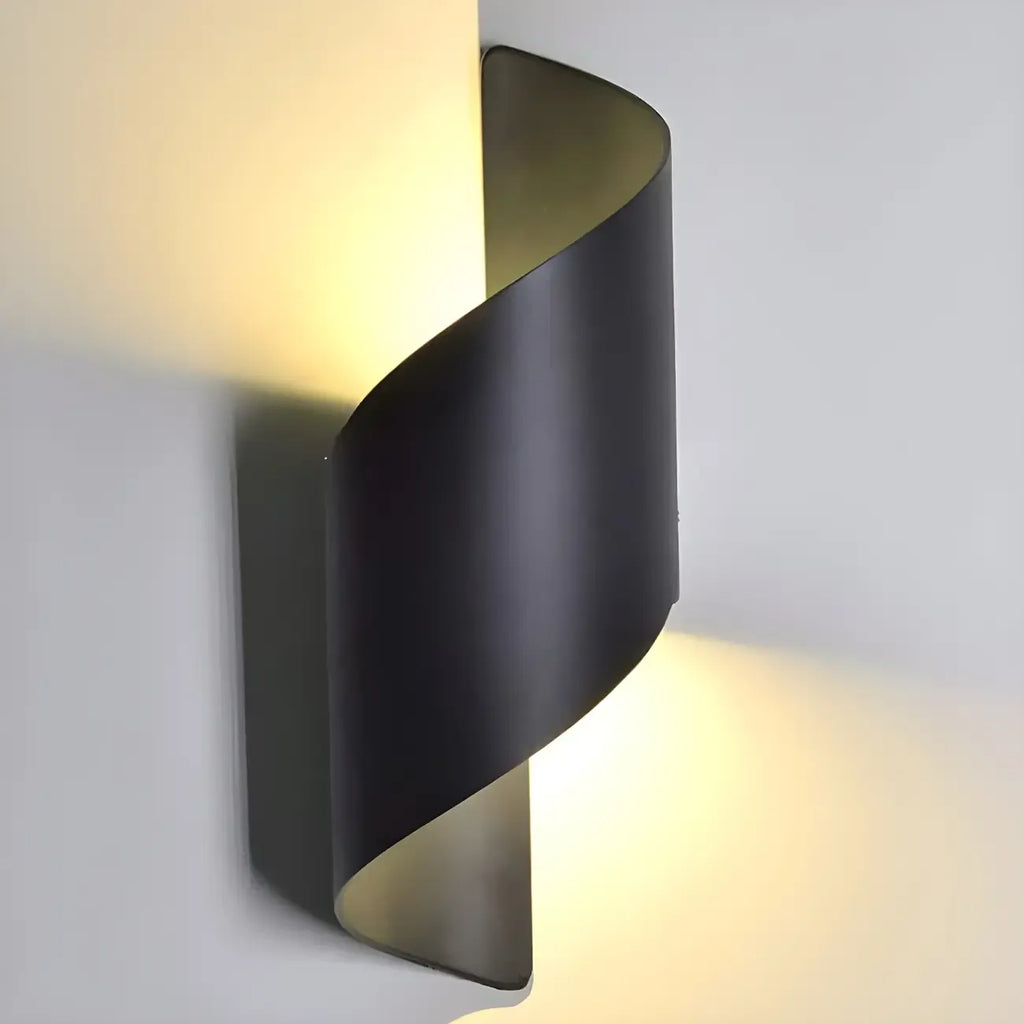 Modern Black Aluminum Outdoor LED Up Down Wall Light