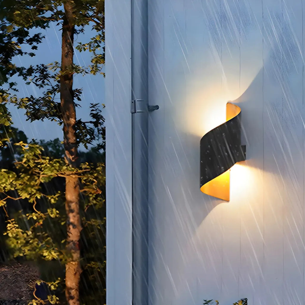 Modern Black Aluminum Outdoor LED Up Down Wall Light